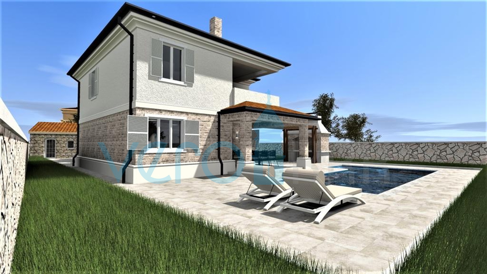 Vrbnik, surroundings, Detached house 136 m2 with pool and garden, for sale